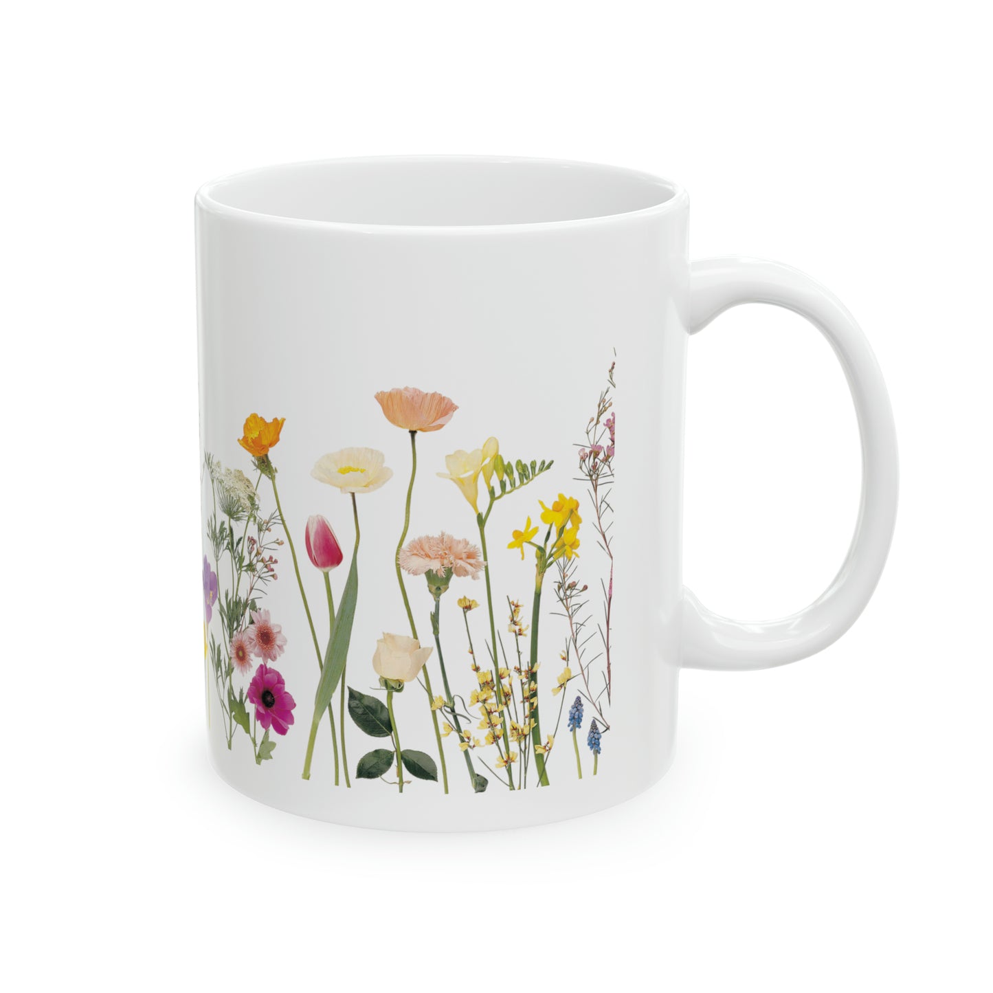 Floral Ceramic Coffee Mug 11oz Spring Flowers