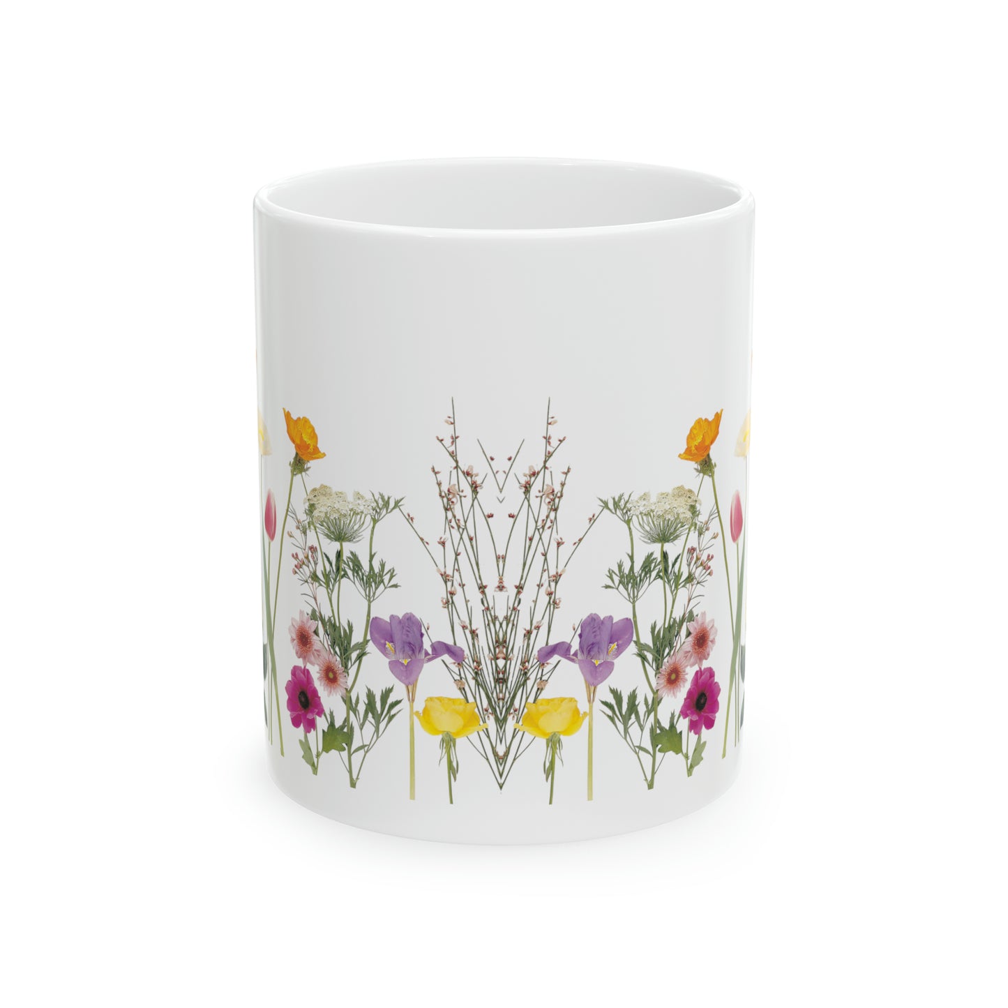 Floral Ceramic Coffee Mug 11oz Spring Flowers